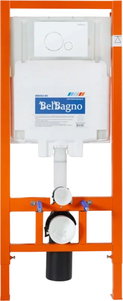 Унитаз с инсталляцией Belbagno Uno кнопка белая BB3105CHR/SC/BB002-80/BB014-SR-BIANCO (детальная фотография), с инсталляцией