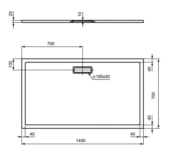 Душевой поддон Ideal Standard Ultraflat New 140x70 см белый матовый T4477V1 (детальная фотография), низкие до 15 см