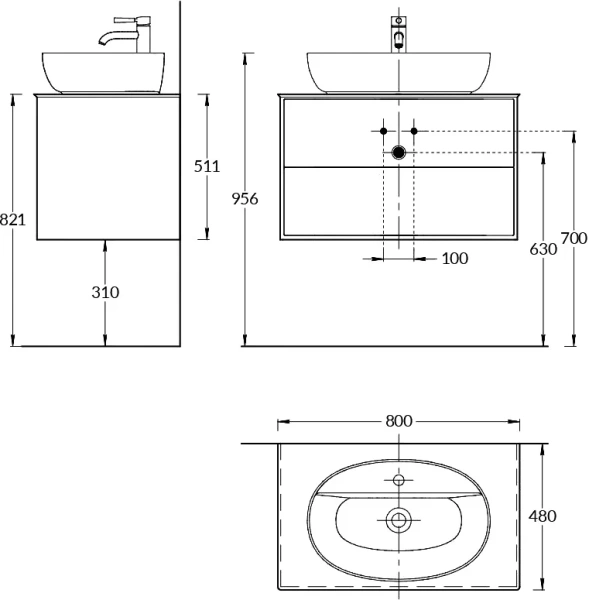 Тумба под раковину подвесная Kerama Marazzi Plaza Modern 80 см белая PLB.M.80.2\WHT.V (детальная фотография), под накладную раковину