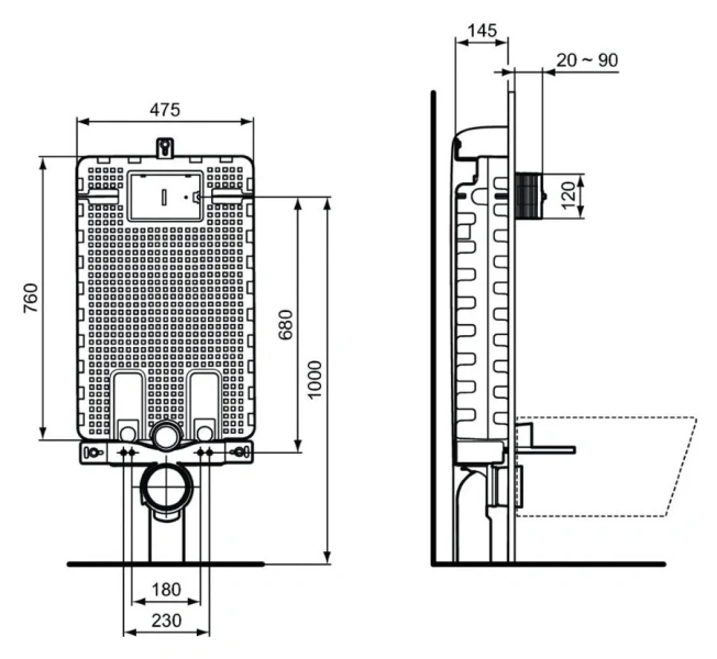 Бачок скрытого монтажа Ideal Standard ProSys механическое управление R009767 (детальная фотография), нет в наличии