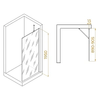 Душевая перегородка RGW Walk In WA-110-B 90 см профиль черный, стекло прозрачное