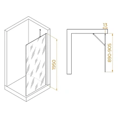 Душевая перегородка RGW Walk In WA-110-B 90 см профиль черный, стекло прозрачное