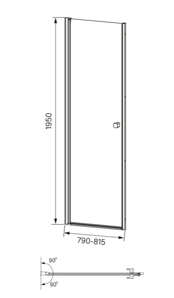 Душевая дверь в нишу IDDIS Ray 80 см стекло прозрачное RAY6CP8i69 (детальная фотография), современные, hi-tech