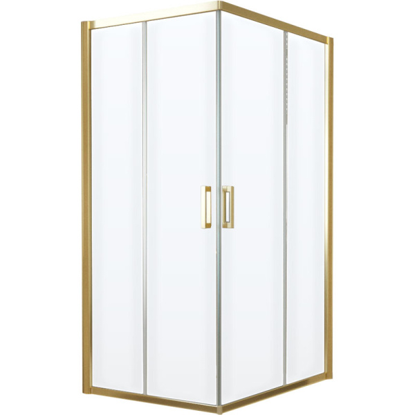 Душевой уголок профиль золотой стекло прозрачное Vegas-glass ZA-F 110*90 09 01 (детальная фотография)