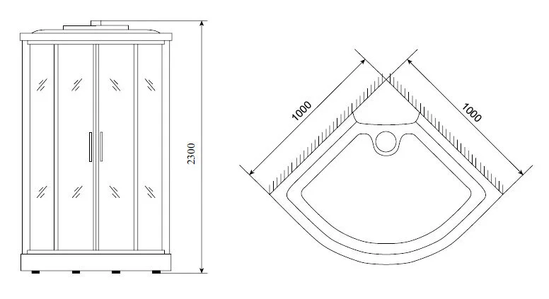 Душевая кабина Timo TL-1503 100x100 см (детальная фотография), c низким поддоном