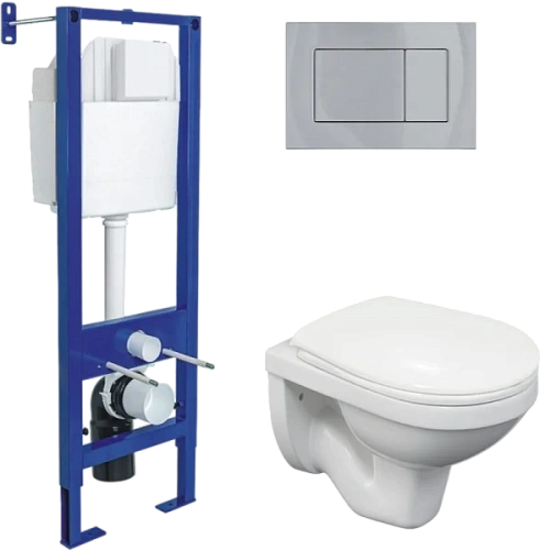 Унитаз с инсталляцией Berges Gamma клавиша хром глянец - фото 2