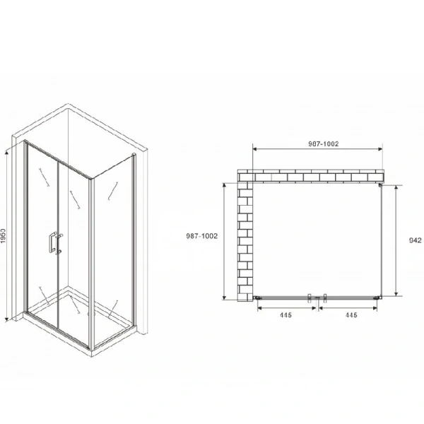Душевой уголок Abber Sonnenstrand 100х100 см профиль хром AG04100C-S100 (детальная фотография), квадратные