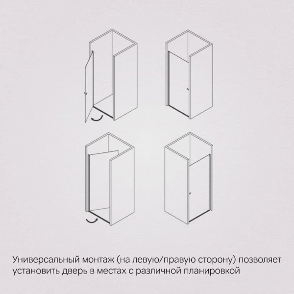 Душевая дверь в нишу Am.Pm Sunny 80 см профиль хром W87G-80-1P-MT (детальная фотография), распашные