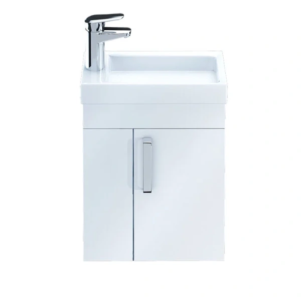 Тумба с раковиной подвесная IDDIS Torr 40 см полки слева TOR40W1i95K (детальная фотография), современная, hi-tech