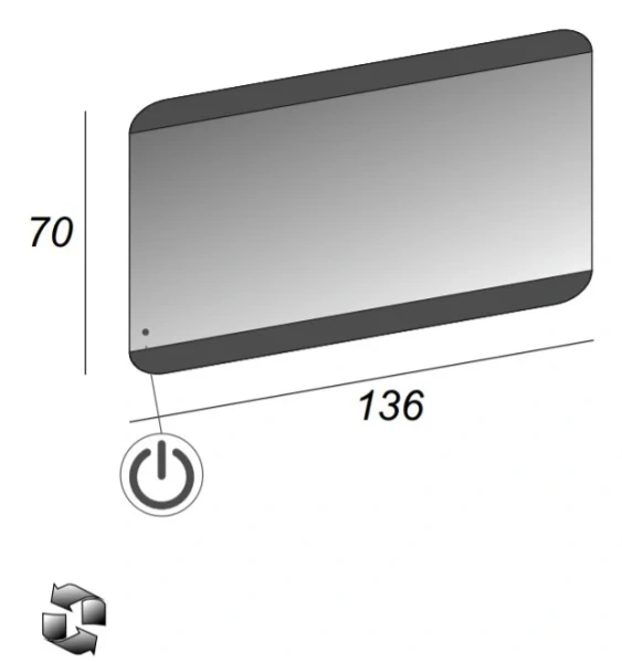 Зеркало с подсветкой Cezares 136 см с сенсорным выключателем Touch System 45006 (детальная фотография), нет в наличии