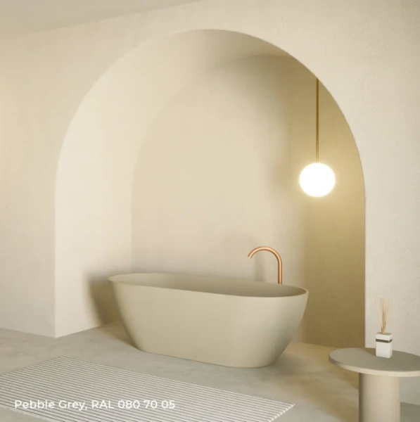 Ванна из искусственного камня Riho Bilbao, B118001106, 170 x 80 см, цвет серая галька (детальная фотография), современныe, hi-tech