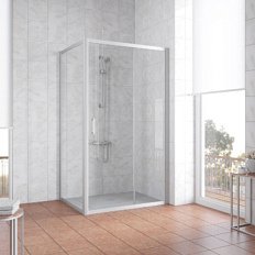 Душевой уголок профиль матовый хром стекло прозрачное Vegas-glass