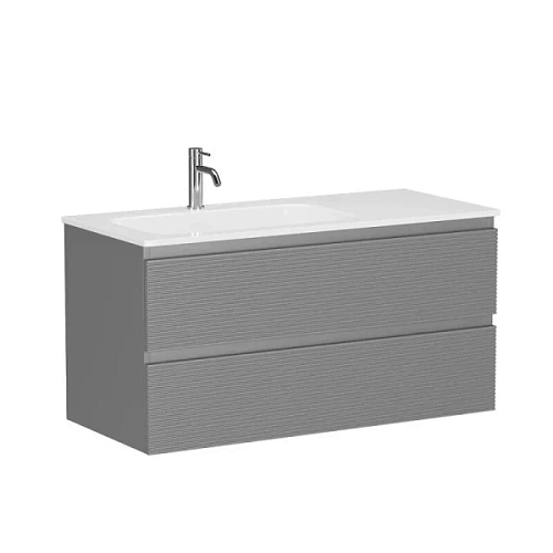 Тумба под раковину подвесная Sancos Folk 100 см левая ergraut soft - фото 4