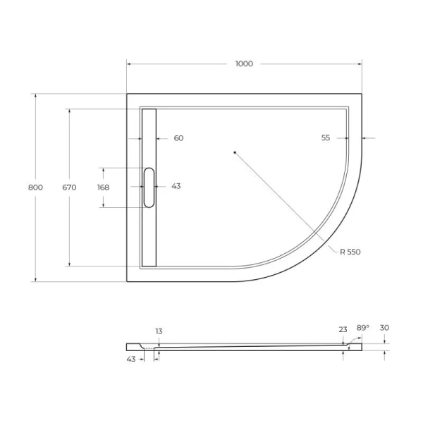 Душевой поддон Cezares Tray 100х80 см белый левосторонний TRAY-AS-RH-100/80-30-W-L (детальная фотография), низкие до 15 см