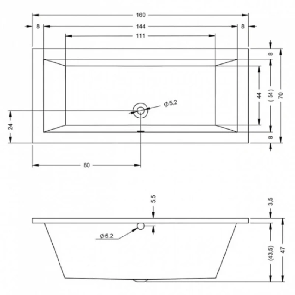 Ванна акриловая Riho Lusso 160х70 см прямоугольная (детальная фотография), акриловые