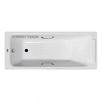 Чугунная ванна Vinsent Veron Italon VIT1707045H/VH0012BR-AS, 170 x 70 см, с антискользящим покрытием, ручки бронза, цвет белый