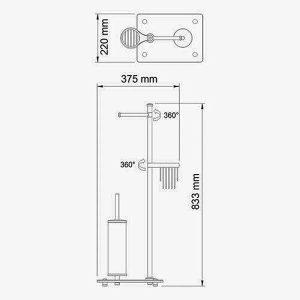 Стойка для ванной WasserKRAFT черная K-1264B (детальная фотография), современные, hi-tech