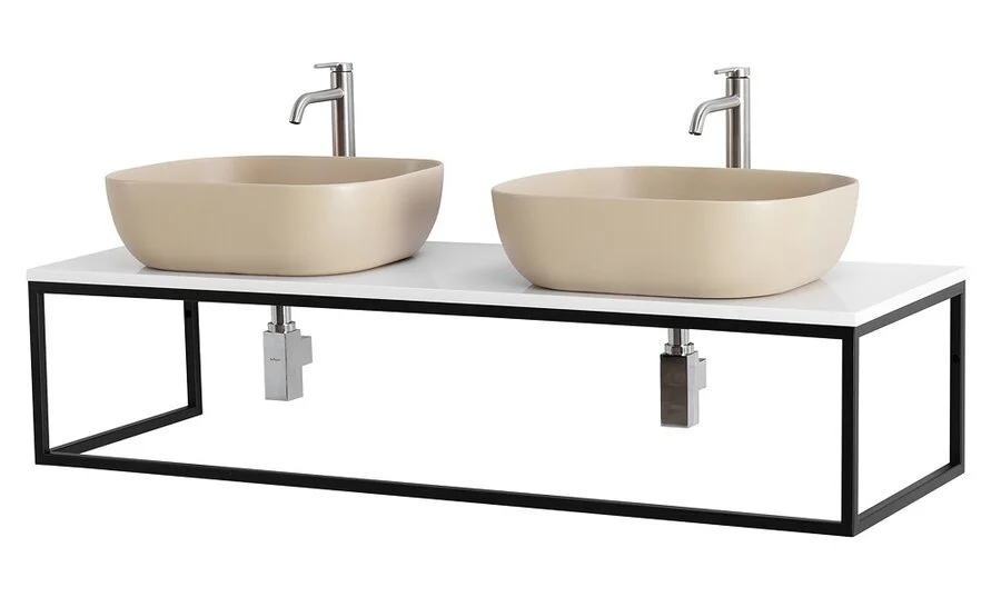 Консоль для раковины BelBagno Etna-Kraft 120 см черная матовая EK-120-ST (детальная фотография), под накладную раковину