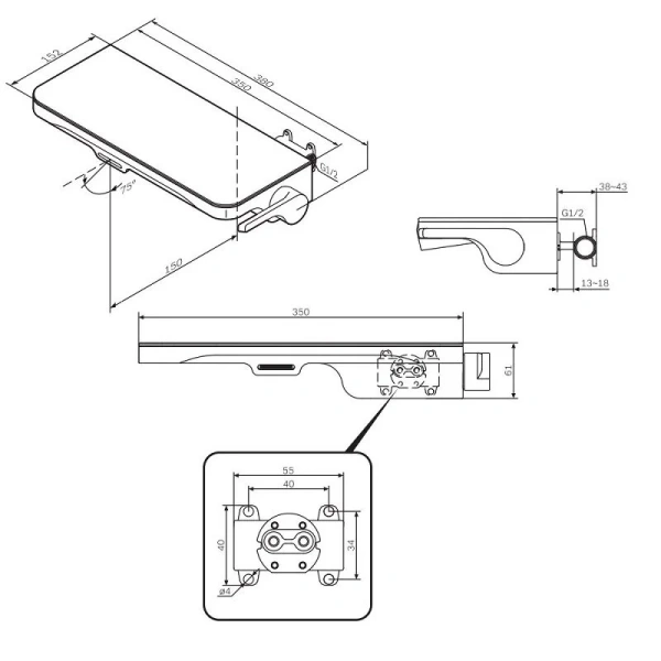 Смеситель для раковины Am.Pm Func черный матовый F8F72722 (детальная фотография), для раковины