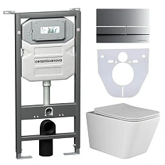 Унитаз с инсталляцией Ceramica Nova Metric кнопка хром матовый