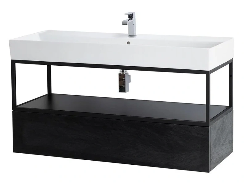 Каркас с раковиной подвесной Cezares CADRO-120/46/30-1C-SO-MET-ST 120 см стальной (детальная фотография), черная