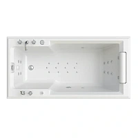 Акриловая ванна Fra Grande Русильон-Chrome 4-01-2-0-0-424, 180 x 90 см, рама-подставка на декоративных ножках, комплект панелей, подголовник, слив-перелив полуавтомат, 12 форсунок Релакс хром, контроллер 200, белая