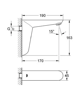 Смеситель для раковины бесконтактный Grohe Euroeco CE  36274000 (детальная фотография), для раковины