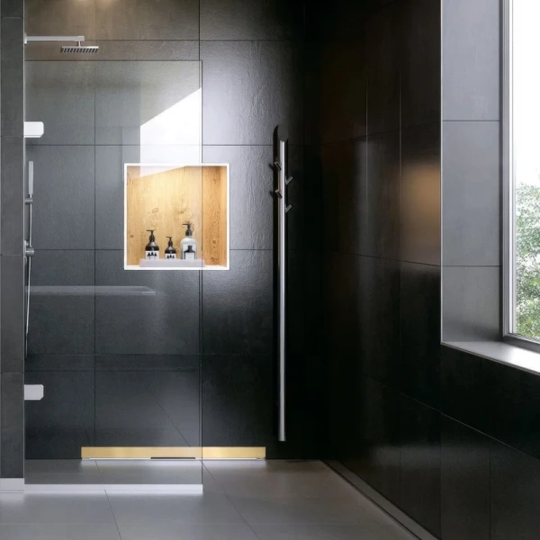 Душевой лоток BERGES Wall 60 см золото 092056 (детальная фотография), для монтажа в стену