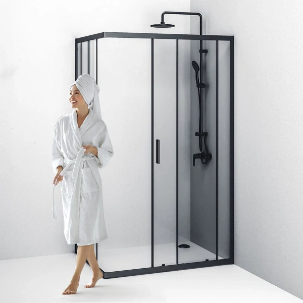 Душевой уголок Am.Pm Gem S 120x90 см профиль черный матовый, стекло прозрачное W93G-404-120290-BT (детальная фотография), 120х90