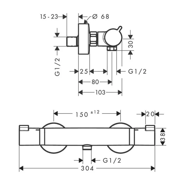 Смеситель для душа Hansgrohe Ecostat Comfort матовый белый 13116700 (детальная фотография), для душа