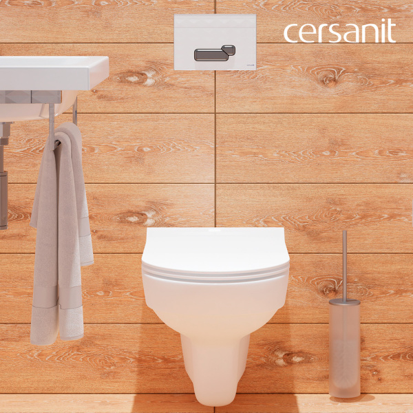 Унитаз подвесной Cersanit City безободковый S-MZ-CITY-COn-S-DL-w (детальная фотография), современные, hi-tech, круглые