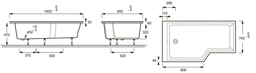 Ванна акриловая Jacob Delafon Bain Douche Malice 160х85 см правая E6D066R-00 (детальная фотография), прямоугольные