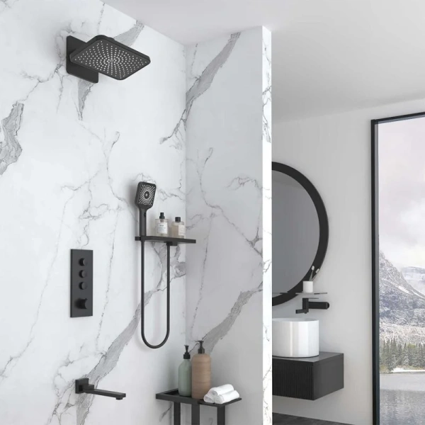 Душевой комплект Vincea черный VSFW-433TI4RMB (детальная фотография), душевые комплекты, наборы