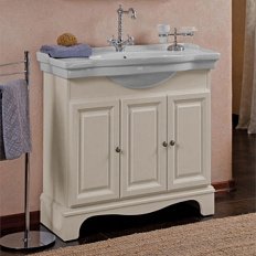 Тумба под раковину, цвет слоновая кость матовый, фурнитура состареное серебро, La Beaute Michel