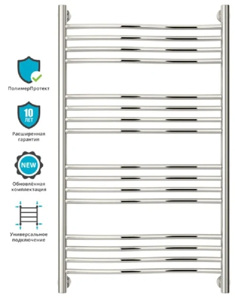 Полотенцесушитель водяной Сунержа Флюид+ 60х100 см без покрытия 00-0222-1060 (детальная фотография), для систем горячего водоснабжения, для систем отопления, с нижним подключением