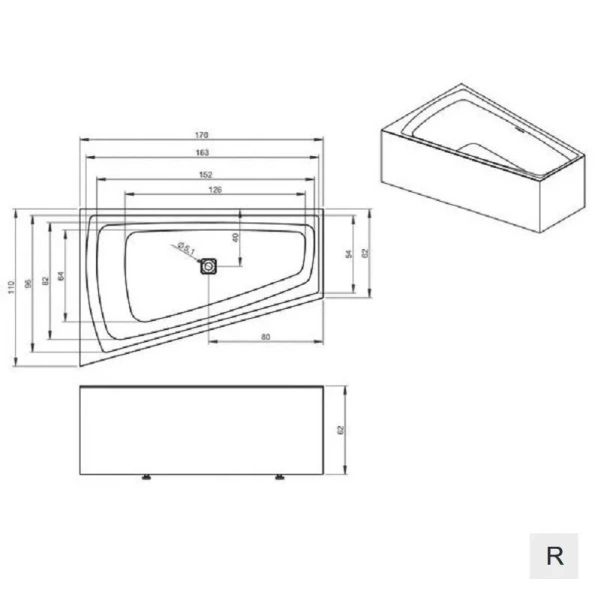 Акриловая ванна Riho Still Smart Elite Plug & Play B101008005/B102008005, 170 x 110 см, левая/правая, цвет белый (детальная фотография), прямоугольные