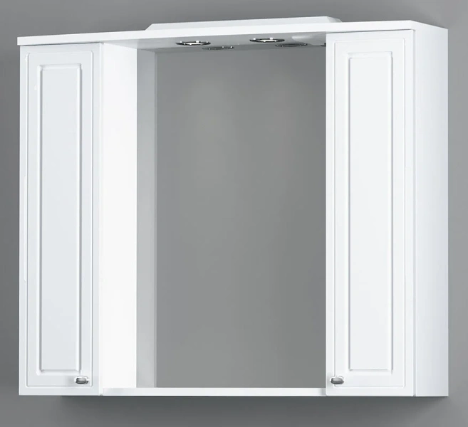 Зеркальный шкаф с подсветкой Damixa Palace One 85 см белый глянец M41MPX0851WG (детальная фотография), навесные