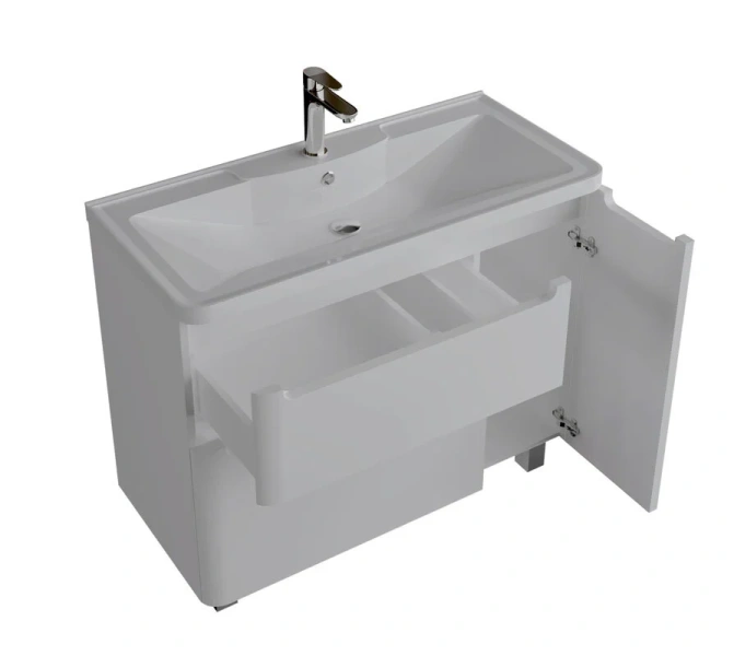 Тумба под раковину напольная Grossman Адель 89,4 см белая 109004 (детальная фотография), современная, hi-tech