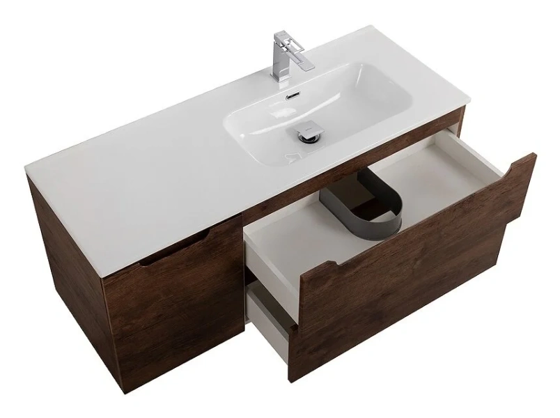 Тумба под раковину подвесная BelBagno Etna 120 см правосторонняя Rovere Moro ETNA-1200-2C-1A-SO-RW-R (детальная фотография), подвесная, пристенная