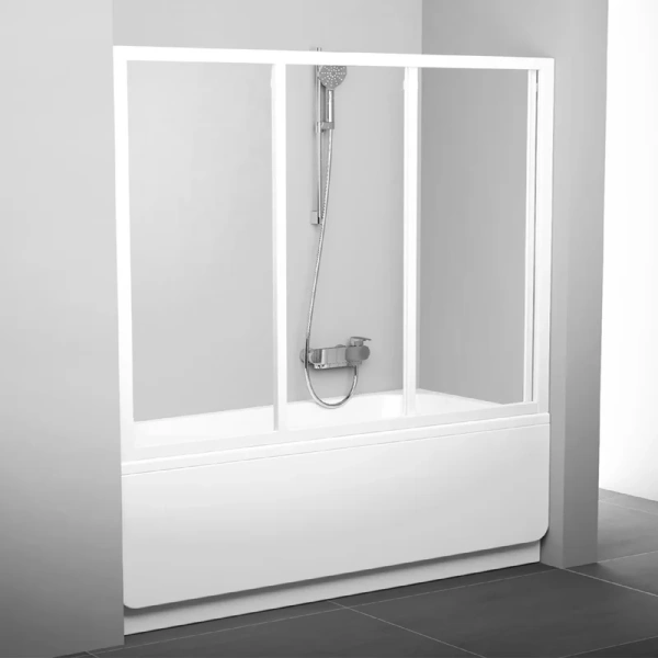 Шторка для ванны, профиль белый, стекло прозрачное, Ravak AVDP3-160 40VS0102Z1 (детальная фотография)