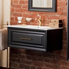 Тумба под раковину, цвет черный матовый, фурнитура бронза, La Beaute Cornelia