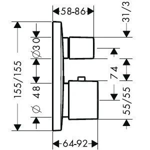 Смеситель для душа Hansgrohe PuraVida 15771 термостатический (детальная фотография), для душа