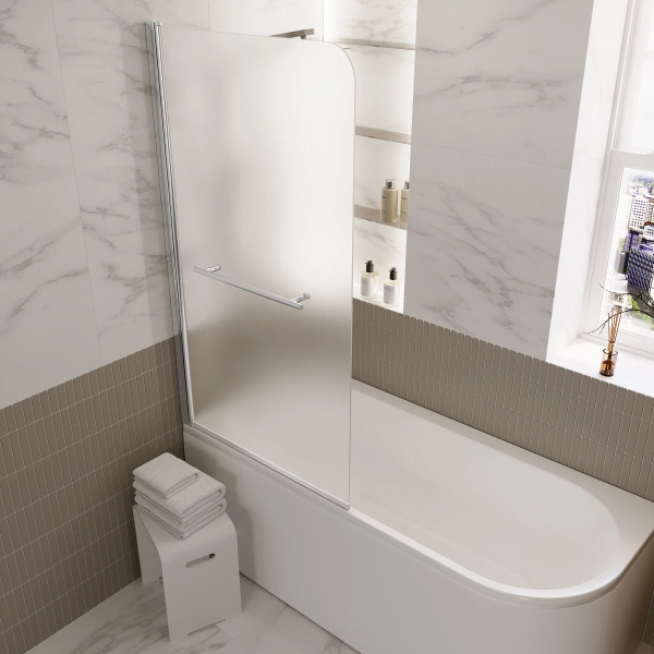 Шторка для ванны 1Marka 82х150 см профиль хром Р-02Mis (детальная фотография), хромированный профиль