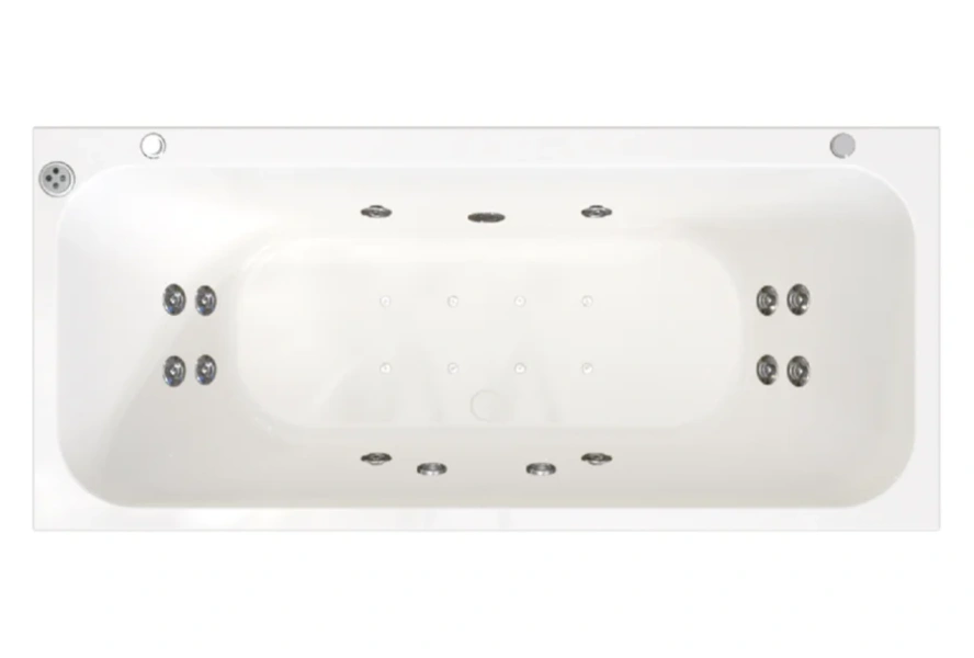 Гидромассажная ванна Радомир Прованс 1-81-2-0-0-185, 180 x 80 см, рама-подставка, фронтальный экран, слив-перелив автомат, гидромассаж Терапия хром КУ 200, белая (детальная фотография)