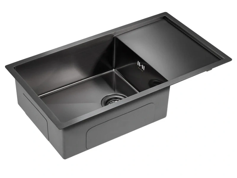 Мойка для кухни Paulmark Wing 78 вороненая сталь PM217844-GM (детальная фотография), из нержавеющей стали, стальные, металлические