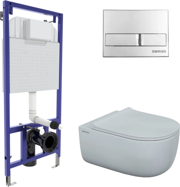Унитаз с инсталляцией BERGES Ego кнопка L3 043203 (детальная фотография)