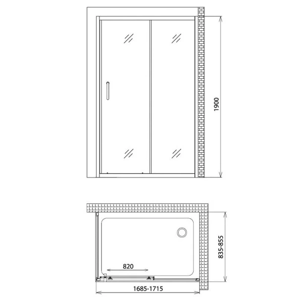 Душевой уголок Gemy Victoria 170 S30191G-A85 (детальная фотография), прямоугольные