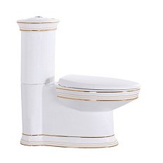 Унитаз компакт CeramaLux Luxe Classic белый/золото