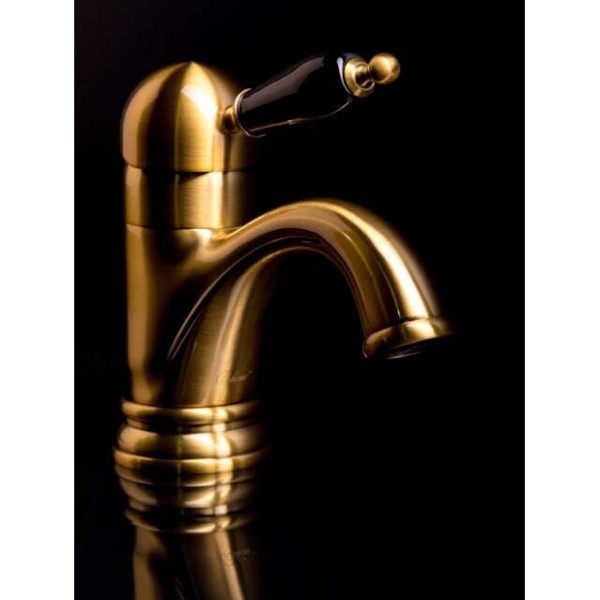 Смеситель для раковины Boheme Medici Ripresa бронза ручка черная 301-BLC (детальная фотография), для раковины