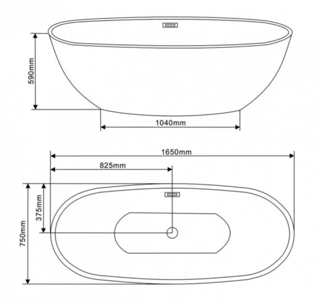 Ванна акриловая Vincea 165x75 см отдельностоящая VBT-509 (детальная фотография), овальные